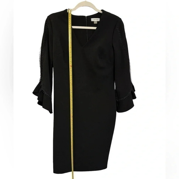 Calvin Klein Black Sheath Dress Size 8 Bell Sleeves Work Office Professional - Picture 5 of 5